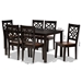 Baxton Studio Nicolette Modern and Contemporary Two-Tone Dark Brown and Walnut Brown Finished Wood 7-Piece Dining Set - BSORH340C-Dark Brown/Walnut-7PC Dining Set