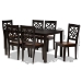 Baxton Studio Nicolette Modern and Contemporary Two-Tone Dark Brown and Walnut Brown Finished Wood 7-Piece Dining Set - BSORH340C-Dark Brown/Walnut-7PC Dining Set