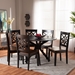 Baxton Studio Miela Modern and Contemporary Two-Tone Dark Brown and Walnut Brown Finished Wood 7-Piece Dining Set - BSOMiela-Dark Brown/Walnut-7PC Dining Set