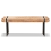 Baxton Studio Henson Rustic and Industrial Natural Brown Finished Wood and Black Finished Metal Bench - BSOJY17B4004-Brown/Black-Bench