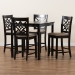 Baxton Studio Nicolette Modern and Contemporary Sand Fabric Upholstered and Dark Brown Finished Wood 5-Piece Pub Set - BSORH340P-Sand/Dark Brown-5PC Pub Set