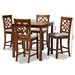 Baxton Studio Nicolette Modern and Contemporary Grey Fabric Upholstered and Walnut Brown Finished Wood 5-Piece Pub Set - BSORH340P-Grey/Walnut-5PC Pub Set