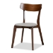 Baxton Studio Reba Mid-Century Modern Light Grey Fabric Upholstered and Walnut Brown Finished Wood 5-Piece Dining Set with Faux Marble Dining Table - BSOReba-Smoke/Walnut-5PC Dining Set