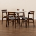 Baxton Studio Richmond Mid-Century Modern Light Grey Fabric Upholstered and Walnut Brown Finished Wood 5-Piece Dining Set with Faux Marble Dining Table - BSORichmond-Smoke/Walnut-5PC Dining Set