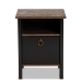 Baxton Studio Vaughan Modern and Contemporary Two-Tone Rustic Brown and Black Finished Wood Nightstand - BSOSM-NS3840-Rustic Brown-NS