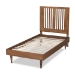 Baxton Studio Kioshi Mid-Century Modern Transitional Ash Walnut Finished Wood Twin Size Platform Bed - BSOKioshi-Ash Walnut-Twin