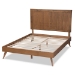 Baxton Studio Amira Mid-Century Modern Transitional Ash Walnut Finished Wood Queen Size Platform Bed - BSOAmira-Ash Walnut-Queen