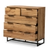 Baxton Studio Franklin Modern and Contemporary Oak Finished Wood and Black Finished Metal 5-Drawer Bedroom Chest - BSOCH8002-Oak-5DW Chest