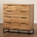 Baxton Studio Franklin Modern and Contemporary Oak Finished Wood and Black Finished Metal 5-Drawer Bedroom Chest - BSOCH8002-Oak-5DW Chest