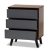 Baxton Studio Roldan Modern and Contemporary Two-Tone Walnut and Grey Finished Wood 3-Drawer Bedroom Chest - BSOCH8003-Walnut/Grey-3DW Chest