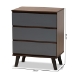 Baxton Studio Roldan Modern and Contemporary Two-Tone Walnut and Grey Finished Wood 3-Drawer Bedroom Chest - BSOCH8003-Walnut/Grey-3DW Chest