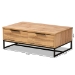 Baxton Studio Franklin Modern and Contemporary Oak Brown Finished Wood and Black Finished Metal 2-Drawer Coffee Table - BSOCT8007-Oak-CT
