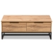 Baxton Studio Franklin Modern and Contemporary Oak Brown Finished Wood and Black Finished Metal 2-Drawer Coffee Table - BSOCT8007-Oak-CT