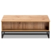 Baxton Studio Franklin Modern and Contemporary Oak Brown Finished Wood and Black Finished Metal 2-Drawer Coffee Table - BSOCT8007-Oak-CT