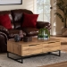 Baxton Studio Franklin Modern and Contemporary Oak Brown Finished Wood and Black Finished Metal 2-Drawer Coffee Table - BSOCT8007-Oak-CT