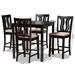 Baxton Studio Fenton Modern and Contemporary Transitional Sand Fabric Upholstered and Dark Brown Finished Wood 5-Piece Pub Set - BSORH338P-Sand/Dark Brown-5PC Pub Set