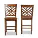Baxton Studio Caron Modern and Contemporary Transitional Walnut Brown Finished Wood 2-Piece Counter Stool Set - BSORH317P-Walnut Wood Flat Seat-PC