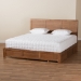 Baxton Studio Aras Modern and Contemporary Transitional Ash Walnut Brown Finished Wood King Size 3-Drawer Platform Storage Bed - BSOAras-Ash Walnut-King