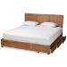 Baxton Studio Aras Modern and Contemporary Transitional Ash Walnut Brown Finished Wood King Size 3-Drawer Platform Storage Bed - BSOAras-Ash Walnut-King
