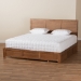 Baxton Studio Lisa Modern and Contemporary Transitional Ash Walnut Brown Finished Wood King Size 3-Drawer Platform Storage Bed - BSOLisa-Ash Walnut-King