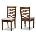 Baxton Studio Lanier Modern and Contemporary Grey Fabric Upholstered and Walnut Brown Finished Wood 2-Piece Dining Chair Set