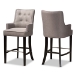 Baxton Studio Aldon Modern and Contemporary Grey Fabric Upholstered and Dark Brown Finished Wood 2-Piece Bar Stool Set