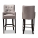 Baxton Studio Aldon Modern and Contemporary Grey Fabric Upholstered and Dark Brown Finished Wood 2-Piece Bar Stool Set - BSOBBT5407B-Grey/Wenge-BS