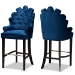 Baxton Studio Chloe Modern and Contemporary Navy Blue Velvet Upholstered and Dark Brown Finished Wood 2-Piece Bar Stool Set