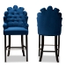Baxton Studio Chloe Modern and Contemporary Navy Blue Velvet Upholstered and Dark Brown Finished Wood 2-Piece Bar Stool Set - BSOBBT5408B-Navy Blue Velvet/Wenge-BS