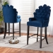 Baxton Studio Chloe Modern and Contemporary Navy Blue Velvet Upholstered and Dark Brown Finished Wood 2-Piece Bar Stool Set - BSOBBT5408B-Navy Blue Velvet/Wenge-BS