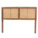 Baxton Studio Gilbert Mid-Century Modern Ash Walnut Finished Wood and Synthetic Rattan Queen Size Headboard - BSOMG9725-1-Ash Walnut Rattan-HB-Queen