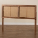 Baxton Studio Gilbert Mid-Century Modern Ash Walnut Finished Wood and Synthetic Rattan Queen Size Headboard - BSOMG9725-1-Ash Walnut Rattan-HB-Queen