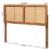 Baxton Studio Gilbert Mid-Century Modern Ash Walnut Finished Wood and Synthetic Rattan Queen Size Headboard - BSOMG9725-1-Ash Walnut Rattan-HB-Queen