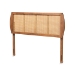 Baxton Studio Harris Mid-Century Modern Ash Walnut Finished Wood and Synthetic Rattan Full Size Headboard