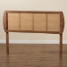 Baxton Studio Harris Mid-Century Modern Ash Walnut Finished Wood and Synthetic Rattan Full Size Headboard - BSOMG9734-Ash Walnut Rattan-HB-Full