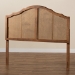 Baxton Studio Iris Vintage Classic and Traditional Ash Walnut Finished Wood and Synthetic Rattan Queen Size Arched Headboard - BSOMG9741-Ash Walnut Rattan-HB-Queen