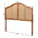 Baxton Studio Iris Vintage Classic and Traditional Ash Walnut Finished Wood and Synthetic Rattan Queen Size Arched Headboard - BSOMG9741-Ash Walnut Rattan-HB-Queen