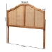 Baxton Studio Iris Vintage Classic and Traditional Ash Walnut Finished Wood and Synthetic Rattan Queen Size Arched Headboard - BSOMG9741-Ash Walnut Rattan-HB-Queen
