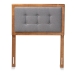 Baxton Studio Sarine Mid-Century Modern Dark Grey Fabric Upholstered and Walnut Brown Finished Wood Twin Size Headboard - BSOMG97053-Dark Grey/Ash Walnut-HB-Twin