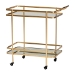 Baxton Studio Destin Modern and Contemporary Glam Brushed Gold Finished Metal and Mirrored Glass 2-Tier Mobile Wine Bar Cart - BSOJY20A263-Gold-Cart