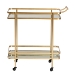 Baxton Studio Destin Modern and Contemporary Glam Brushed Gold Finished Metal and Mirrored Glass 2-Tier Mobile Wine Bar Cart - BSOJY20A263-Gold-Cart