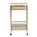 Baxton Studio Destin Modern and Contemporary Glam Brushed Gold Finished Metal and Mirrored Glass 2-Tier Mobile Wine Bar Cart - BSOJY20A263-Gold-Cart