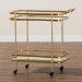 Baxton Studio Destin Modern and Contemporary Glam Brushed Gold Finished Metal and Mirrored Glass 2-Tier Mobile Wine Bar Cart - BSOJY20A263-Gold-Cart