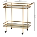 Baxton Studio Destin Modern and Contemporary Glam Brushed Gold Finished Metal and Mirrored Glass 2-Tier Mobile Wine Bar Cart - BSOJY20A263-Gold-Cart