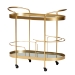 Baxton Studio Kamal Modern and Contemporary Glam Brushed Gold Finished Metal and Mirrored Glass 2-Tier Mobile Wine Bar Cart - BSOJY20A268-Gold-Cart