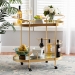 Baxton Studio Kamal Modern and Contemporary Glam Brushed Gold Finished Metal and Mirrored Glass 2-Tier Mobile Wine Bar Cart - BSOJY20A268-Gold-Cart