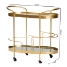 Baxton Studio Kamal Modern and Contemporary Glam Brushed Gold Finished Metal and Mirrored Glass 2-Tier Mobile Wine Bar Cart - BSOJY20A268-Gold-Cart