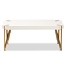 Baxton Studio Kassa Contemporary Glam and Luxe Brushed Gold Metal and White Finished Wood Coffee Table - BSOJY20A156-White/Gold-CT