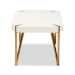 Baxton Studio Kassa Contemporary Glam and Luxe Brushed Gold Metal and White Finished Wood Coffee Table - BSOJY20A156-White/Gold-CT