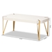 Baxton Studio Kassa Contemporary Glam and Luxe Brushed Gold Metal and White Finished Wood Coffee Table - BSOJY20A156-White/Gold-CT